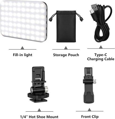 LED Camera Light Video Lights, Portable Photography Lighting with 60 LED, 2200mAh Rechargeable, 10-Level Brightness