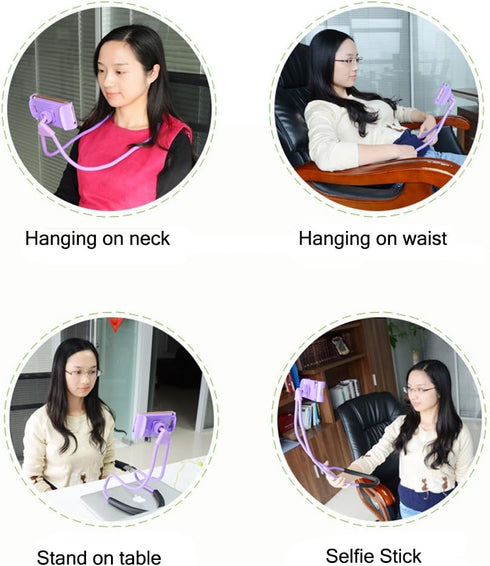 Lazy Cell Phone Holder - Universal Phone Holder to Wear Around Neck, Free Rotating Mobile Phone Mount Stand