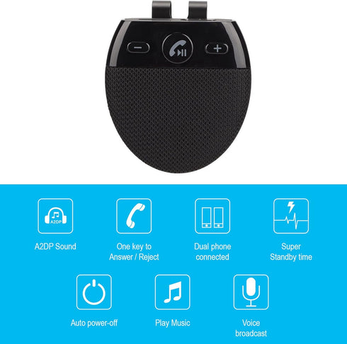 Heayzoki Bluetooth Car Speaker, Handsfree Speakerphone with Siri Support, Auto Power On/Off, Omni Mic
