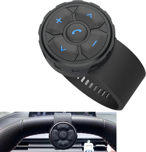 Bluetooth Media Button Remote Control, IPX6 Waterproof Strap Type Wireless Controller for Car, Bike, Motorbike Steering
