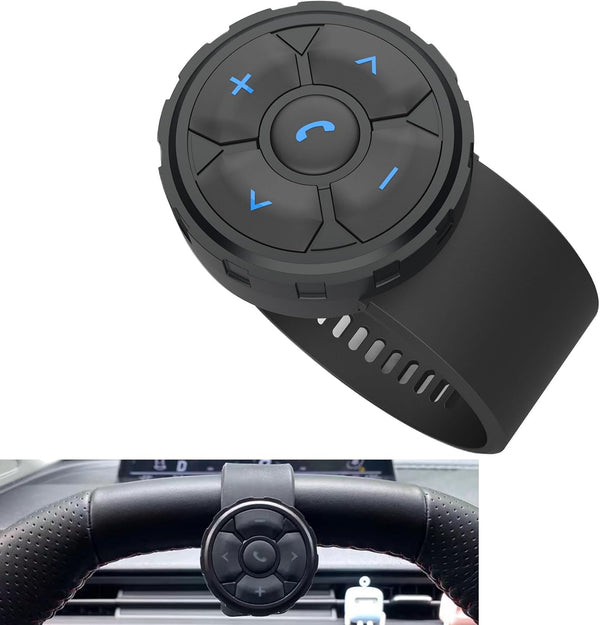 Bluetooth Media Button Remote Control, IPX6 Waterproof Strap Type Wireless Controller for Car, Bike, Motorbike Steering