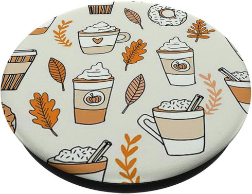 Pumpkin Spice Latte Fall Leaves Holidays Coffee Donuts PopSockets Standard PopGrip