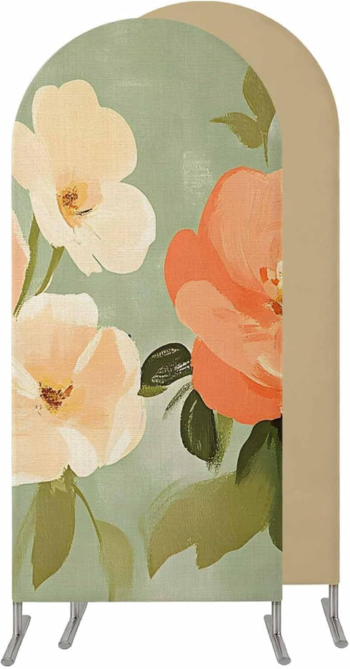 Jnbasdffb Pink Flowers Wedding Arch Cover, Stretchy Spandex Arch Backdrop Stand Covers 7.2
