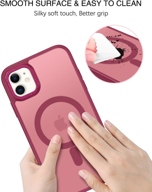 BENTOBEN iPhone 11 Case, Slim Shockproof Magnetic Cover, Translucent Matte, Anti-Fingerprint, Wine Red, Compatible with