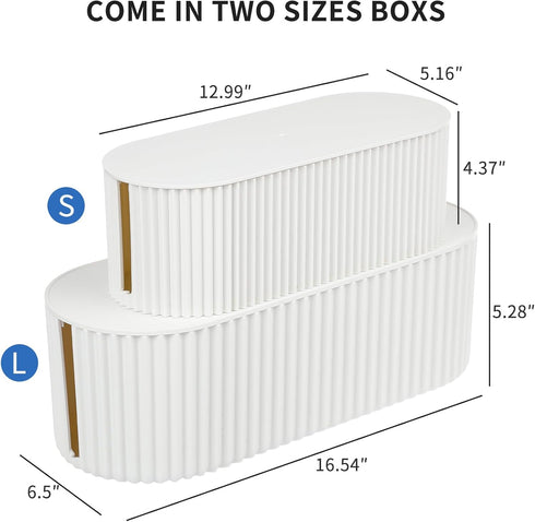 FABROK 2 Pack Cable Management Box, Cord Organizer with 20 Cable Ties, Power Strip Storage, White