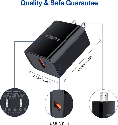 Android Phone Fast Charger for Samsung Galaxy J8 J7 J6 J5 J4 J3 J2, Moto E/E5 Play/E5 Plus/G5 Plus/G6 Play, LG Stylo 2