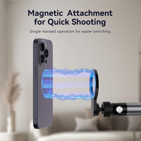 Phone Holder for Desk with Strong Magnetic Design, Tablet Stand Holder with Long Arm, 360° Freely Adjustable Rotation