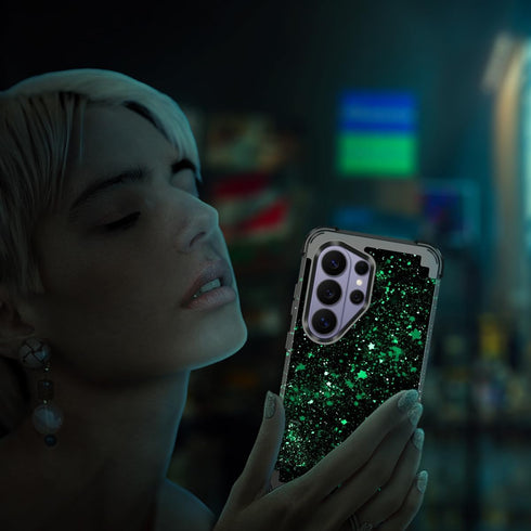 Miqala S26 S26 5G,Colorful for Galaxy Ultra Case,Glow in The Dark Three Layer Heavy Duty Shockproof Protection Hard