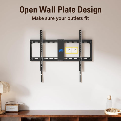 Mounting Dream Fixed TV Mount for 42-84 Inch Flat Screen TVs, VESA 600x400mm, Low Profile, Fits 16"/18"/24" Studs
