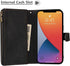 iCoverCase Wallet Phone Case for iPhone 13 Pro, PU Leather Zipper Pocket with Card Holder and Wrist Strap (Black)