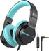 iClever HS19 Kids Headphones - Over-Ear, Volume Limiter 85/94dB, Foldable, Shareport, Wired for iPad/Travel (Black)