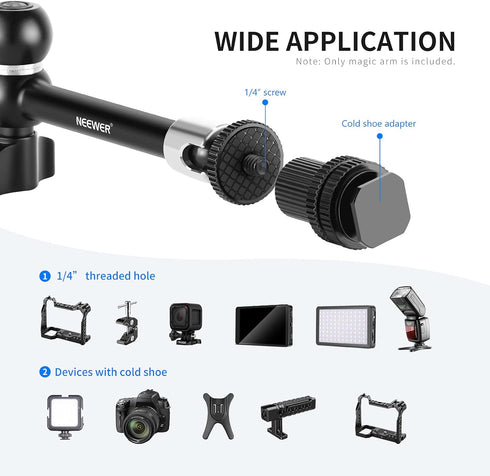 NEEWER Upgraded Super Clamp and 11" Adjustable Friction Power Articulating Magic Arm for SmallRig Camera Cage