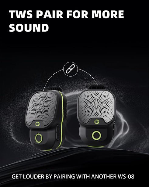 GOTOOLZ 5.4 12Hrs IPX7 Wearable Bluetooth Speaker, Bluetooth Clip On Wireless Speaker with Mic, TWS Function, Playtime