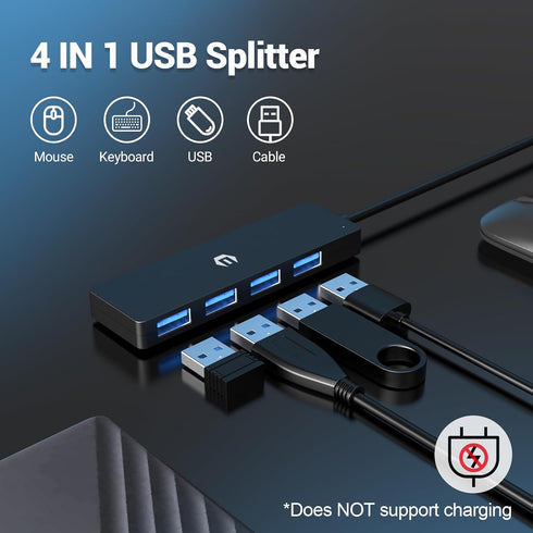 Tymyp 3.0 4 5Gbps, USB Hub, Port USB Hub, Swift Data Transmission at Swiftly Expand Laptop Connectivity for Flash
