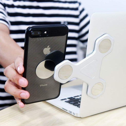 xcivi Magnetic Bracket for Monitor Side Mount, Laptop Duo Screen Mount & Smartphone Holder (Silver)