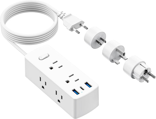 European Travel Plug Adapter, Olcorife Power Strip with 6 Outlets, 3 USB Ports, 5ft Extension Cord