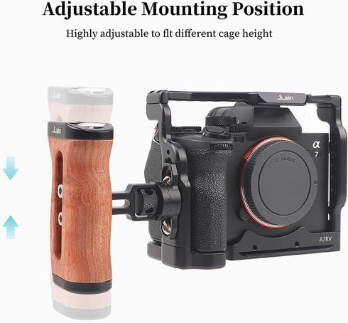 Hersmay 1/4"-20 Wooden Side Handle Quick Release Camera Hand Grip with Screws Stabilizer with ARRI-Style Mount Screw