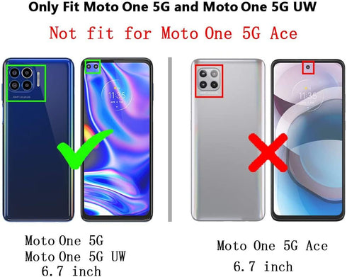for Moto One 5G Case with HD Screen Protector, Military Grade Ring Car Mount Kickstand Hybrid Protective Case