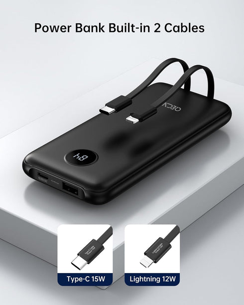 Portable Charger, 2-Pack 10000mAh Power Banks, 15W Fast Charging Battery Pack with Cords for iPhone, Galaxy, Pixel