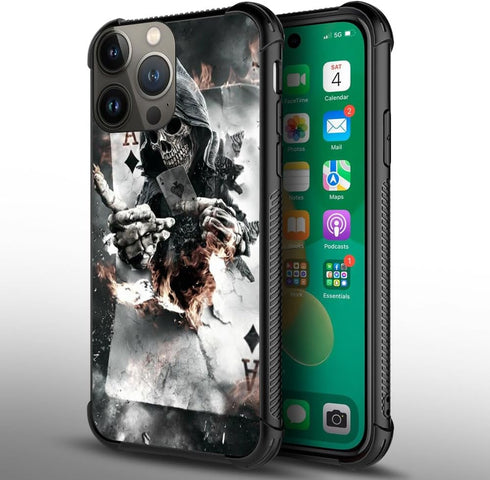 CARLOCA Compatible with iPhone 15 Pro Max Case,Skull Poker iPhone 15 Pro Max Cases Graphic Design Shockproof Anti-Scratch Drop Protection Case