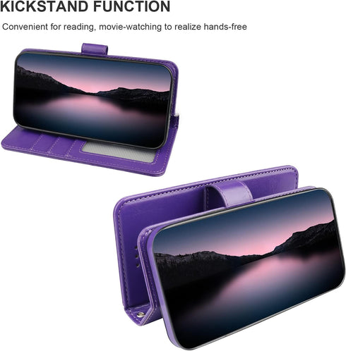 Bocasal Detachable Wallet Case for iPhone 13 Pro Max, RFID Blocking Card Slots, Premium PU Leather, Purple