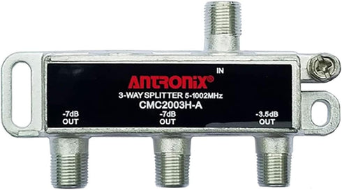 Antronix CMC2003H-A High Performance 3-Way Horizontal Splitter, -3.5dB -7dB, 5-1002 MHz for Coax Cable TV & Internet.
