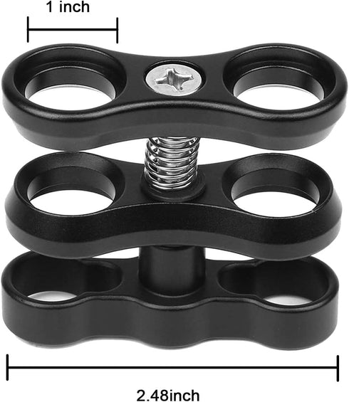 2 PCS x 1" Inch Aluminum Standard Long Ball Clamp Mount for Underwater Diving Light Arm System, Works with Ram Mounts
