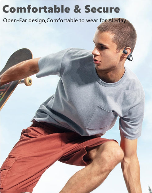 Bone Conduction Headphones Bluetooth Open Ear, Wireless On Ear Headphones with Up to 38 Hours Playtime
