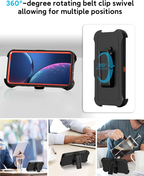 iPhone XR Case - Rugged 3-in-1 Full Body Protection, Heavy Duty Military Grade, Kickstand Holster & 2 Screen Protectors