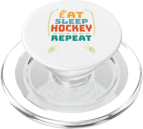 Couscous Eat Sleep Hockey Repeat funny retro vintage PopSockets MagSafe PopGrip for iPhone