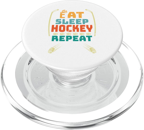 Couscous Eat Sleep Hockey Repeat funny retro vintage PopSockets MagSafe PopGrip for iPhone