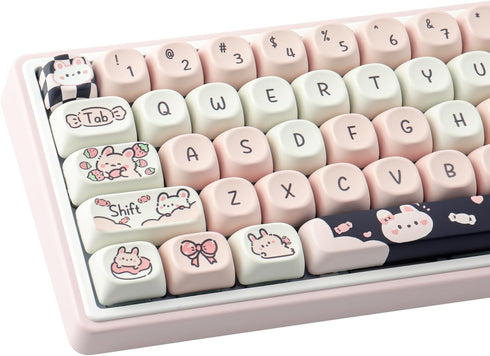 Sunzit PBT Keycaps - MOA Keycaps, 132 Keys Dye-Sublimation Custom Keycap Set for Cherry MX Mechanical Keyboards