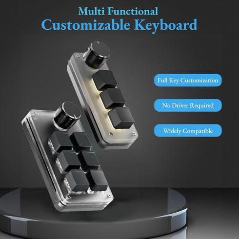 USB Mini Keypad, Customized Knobs Red Switch Macro Keyboard, Ergonomic Plug and Play for Desktop PC (6 Keys with 1 Knob)
