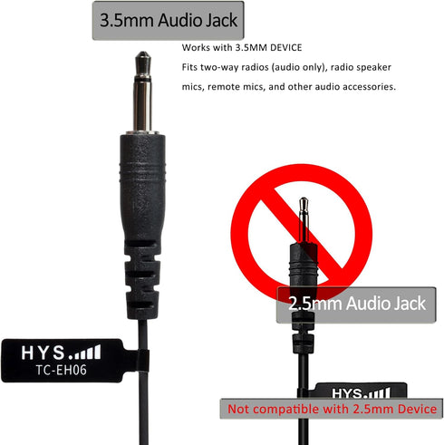 HYS Wired Earbuds Headphones with Secure Ear Hooks - 3.5mm Earpiece for Shoulder Speaker Microphones