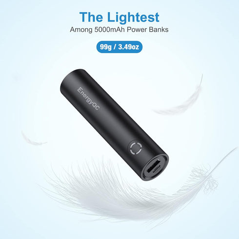 EnergyQC Fast Charging Portable Charger 5000mAh, External Battery Power Bank for iPhone, Samsung Galaxy, More
