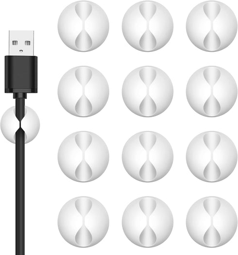 12PCS White Cord Holder Cable Clips, Adhesive Wire Organizer, for Nightstand, Desk, Office, Appliances