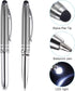 PATIKIL 2 Pack Ballpoint Pen with Stylus Tip and LED Flashlight, 1.0mm Medium Point, Black Ink, Gray