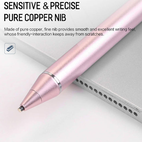 AICase Stylus Pens for Touch Screens, 1.45mm High Precision and Sensitivity Point IPad Pencil Fine Point Active Smart Digital Pen for Tablet Work at iOS and Android Touch Screen (Rose Gold Pink)