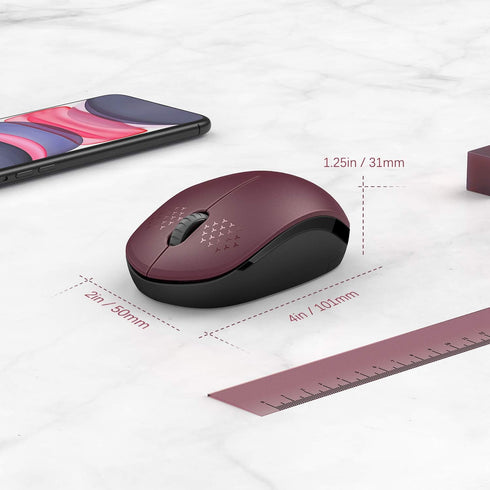 seenda Wireless Mouse, 2.4G Noiseless Mouse with USB Receiver, Portable Computer Mice for PC, Tablet, Laptop - Red &