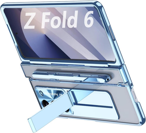 Rugged Full Body Protective Case for Samsung Galaxy Z Fold 6, with Pen & Screen Protector, Camera Lens Cover - Blue