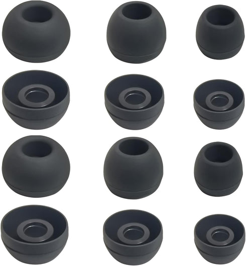 Silicone Ear Tips Replacement for True Wireless Earbuds, Fit 4.5mm-6mm Nozzle, 6 Pairs LMS Black