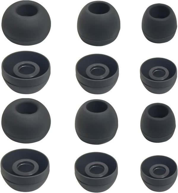 Silicone Ear Tips Replacement for True Wireless Earbuds, Fit 4.5mm-6mm Nozzle, 6 Pairs LMS Black