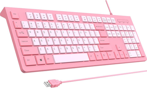 COLIKES Wired Keyboard, Ultra-Thin USB Wired Computer Keyboard, Low-Profile Keys, Spill-Resistant, Multimedia Keys,
