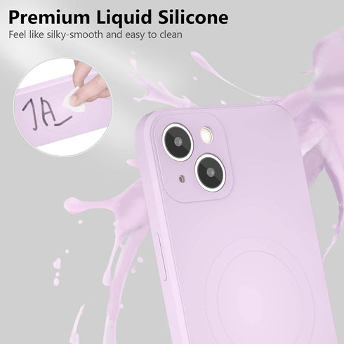 UEEBAI Liquid Silicone Wireless Charging Phone Case for iPhone 13, Built-in Magnets Compatible with MagSafing - Mauve