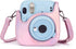 Phetium Instant Camera Case for Instax Mini 11/12, PU Leather Bag with Pocket and Adjustable Shoulder Strap (Magic Pink)