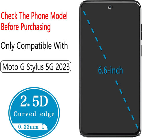 HPTech Screen Protector (2 Pack) for Motorola Moto G Stylus 5G (2023) - Tempered Glass, Anti-Scratch, Bubble-Free.