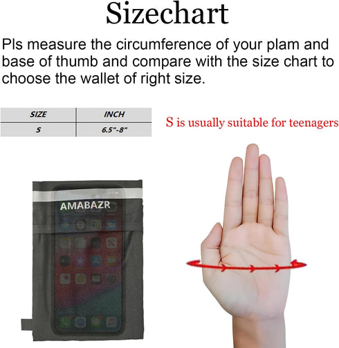 NC AMABAZR Premium Wrist Wallet, Cell Phone Holder with Zipper Storage Band for Travel, Outdoor Sports Running