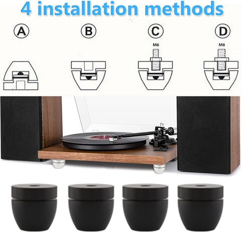 Tertullus 4 Pcs Ball Beads Speaker Isolation Feet, Audio Shock Absorber Subwoofer Isolation Pads 33×30 (Black)
