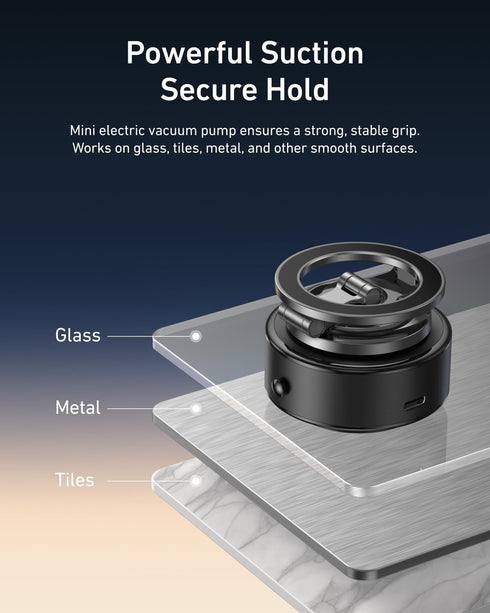 TELESIN 105N 360 Electric Magsafe Car Mount Vacuum Magnetic Car Phone Holder Reinforced Adjustable Swivel Lock, Suction