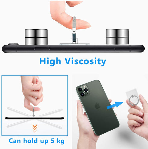 Cell Phone Ring Holder Stand - 5 Pack, Transparent Finger Kickstand, Compatible with iPhone